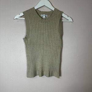 AND NOW THIS Beige‎ Ribbed Knit Sleeveless Tank Top Size L